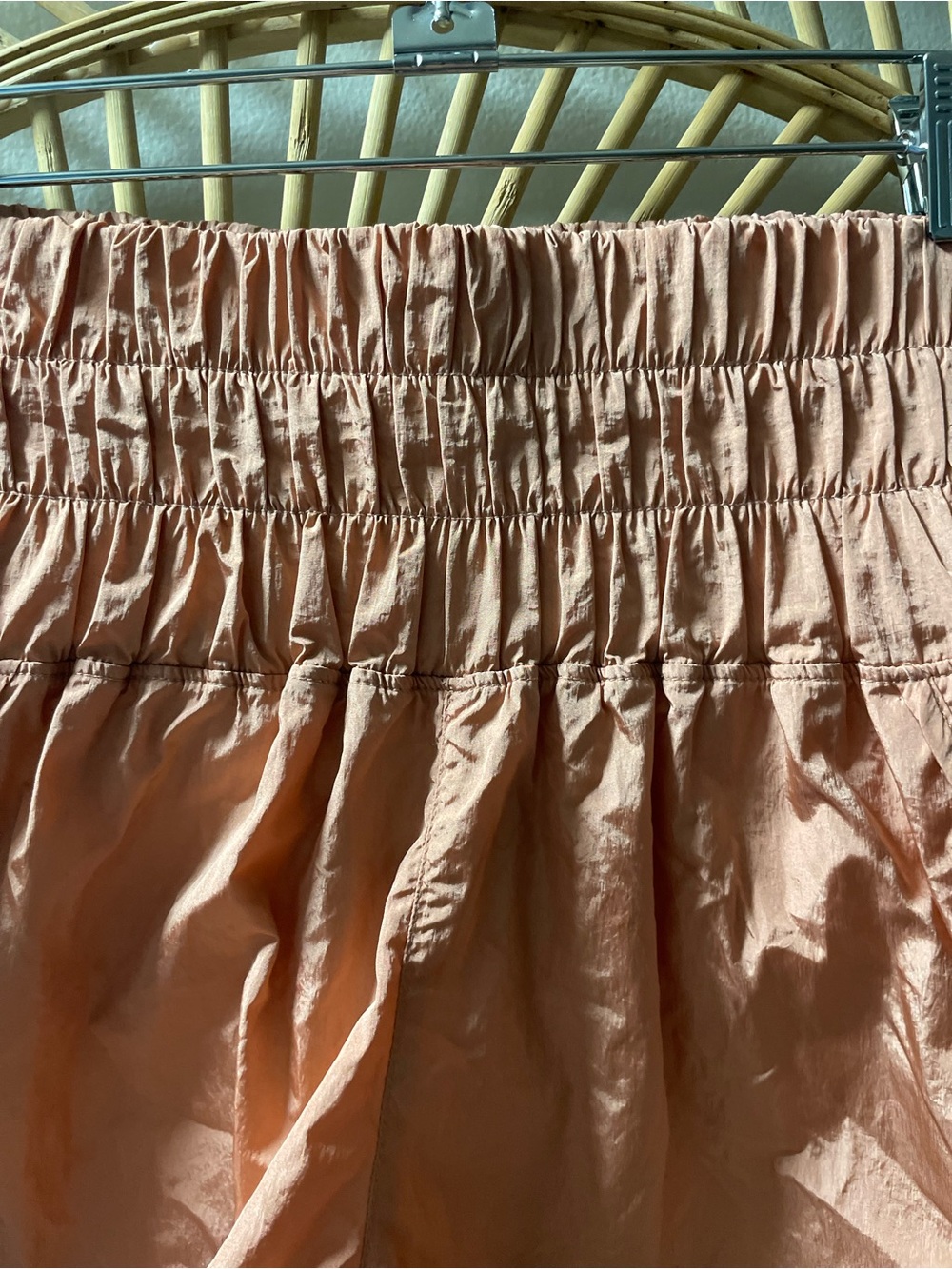Free people size small Women's High-Waist Smocked Shorts — Peach Pink - Picture 3 of 6